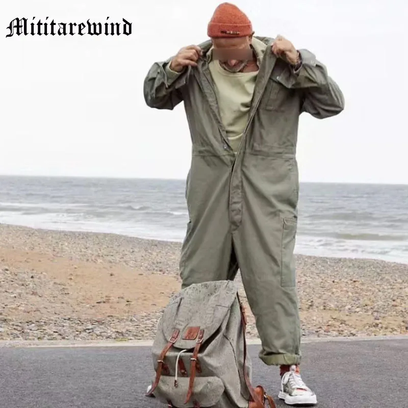 

Комбинезон в американском стиле хип-хоп, комбинезон свободного покроя с длинным рукавом, хлопковые брюки-карго для пары, уличные повседневные мужские брюки на осень и весну