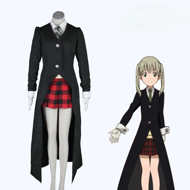 

Anime SOUL EATER Cosplay Maka Albarn for Women Girls Skirt Vest Set Trench Uniform Halloween Carnival Party Costumes