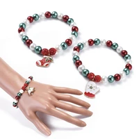 christmas beaded bracelet santa claus hand chain crutch reindeer charm bracelet for women festival xmas jewelry gift ornament