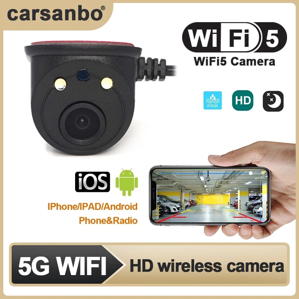 

Carsanbo HD Wifi5 Left and Right Side View Camera Car 5V USB Power Supply Wifi Wireless Waterproof IP68 Suitable for IOS/Android