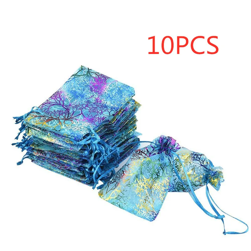 10 шт./лот 7x9 см 9x12 13x18 красочные мешки из органзы сумки для упаковки ювелирных