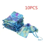 10 шт.лот 7x9 см 9x12 см 13x18 см красочные мешки из органзы, сумки для упаковки ювелирных изделий, свадебные подарочные мешки, мешки на шнурке