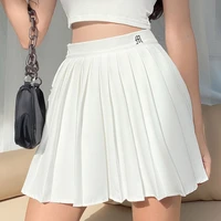 sunny y j white pleated skirt short woman elastic waist mini skirts sexy mircro summer embroidery mini tennis skirt new preppy