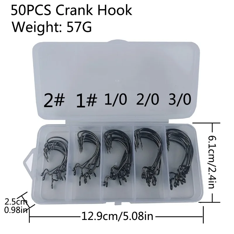 Набор кривошипных крючков 50 шт./кор. 2 # 1 1/0 2/0 3/0 Привлекательные зазубы для ловли