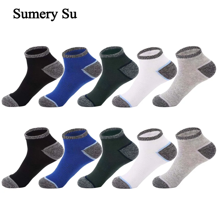 5 Pairs/ Lot Socks Men Ankle Running Breathable High Quality Cotton Casual Summer Thin Short Sports Sock Harajuku Style Hot Sale