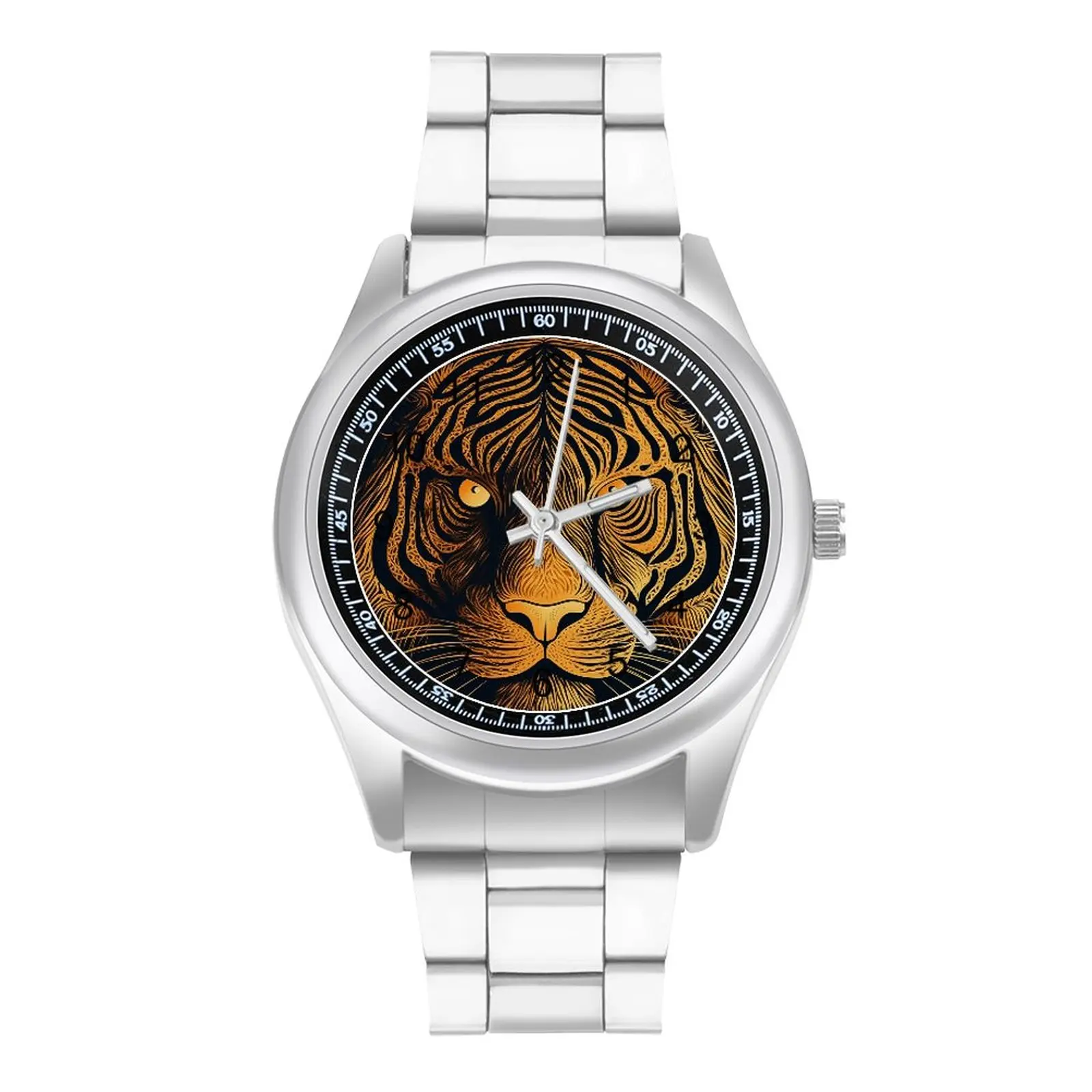 

Tiger Quartz Watch Psychedelic Lines Portraits Design Elastic Wrist Watch Steel Hit Sales Business Girl Wristwatch