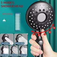 shower water saving new 5 speed adjustable high pressure shower with one button water stop belt cotton filter silicone nozzle