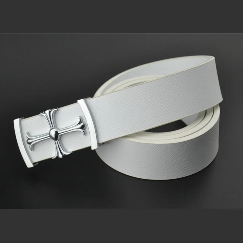 

Factory wholesale Cross flower men's genuine leather belt youth fashion belt