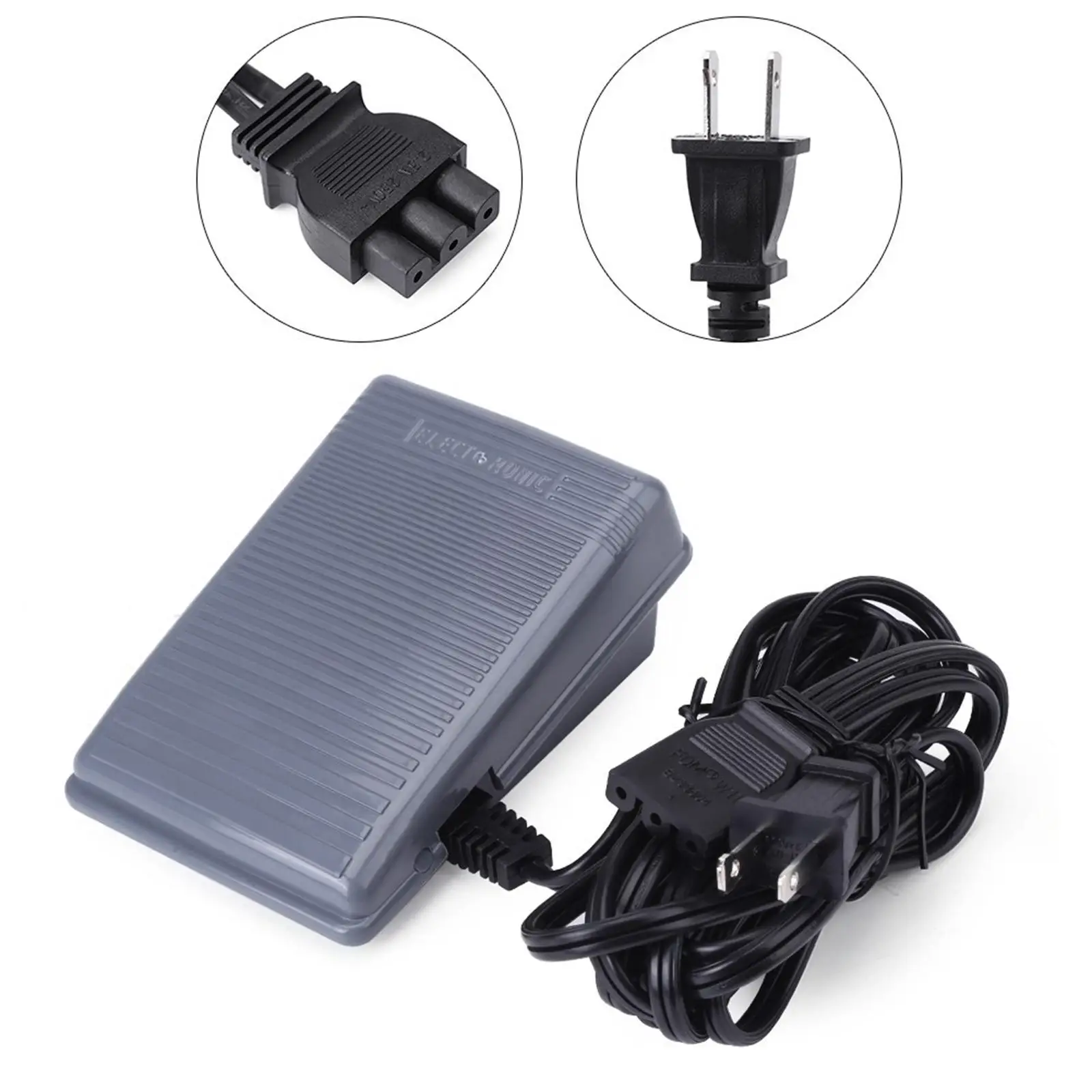 US Adapter Foot Control Pedal 3 Prong DIY Repair Parts Anti-Slip Foot Pedal for Most of These Sewing Machines. Butterfly, Singer images - 6