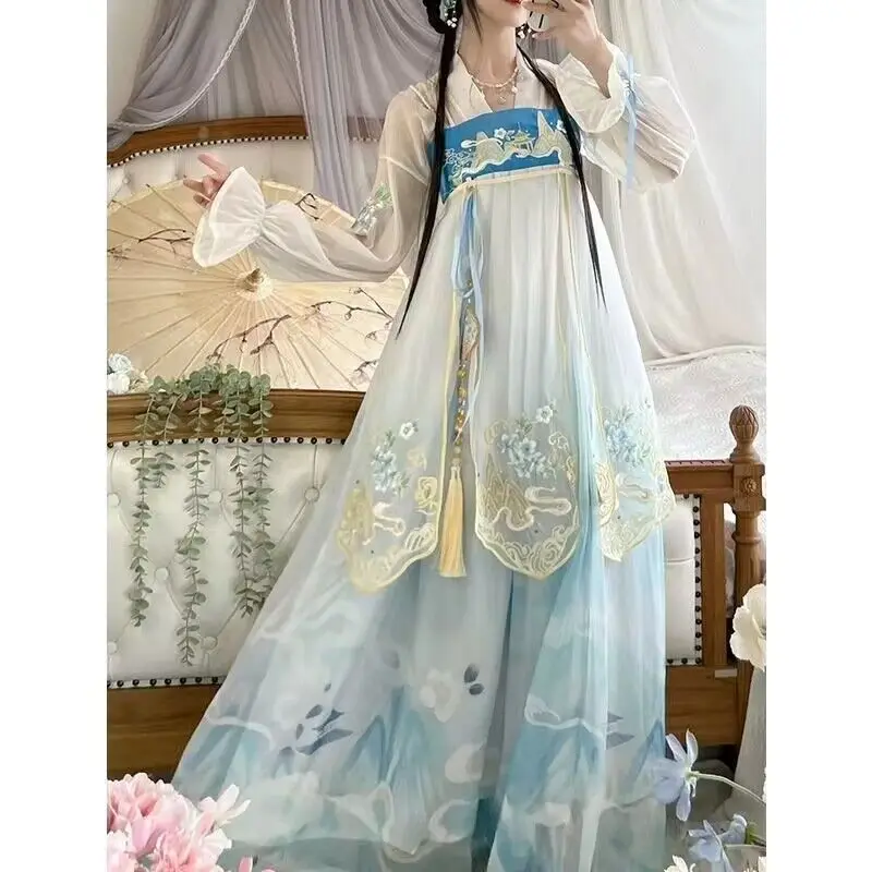

Hanfu Women Chinese Traditional Hanfu Dress Halloween Cosplay Costume Blue&Green Dress Vintage Hanfu Sets For Lady Plus Size