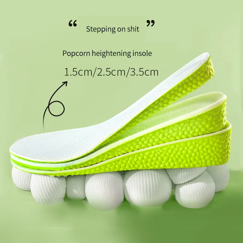 

Invisible Height Increase Boost Insoles Green Memory Foam Shoe Sole Pad Breathable Comfortable for Men Women Feet Care 1.5-3.5cm