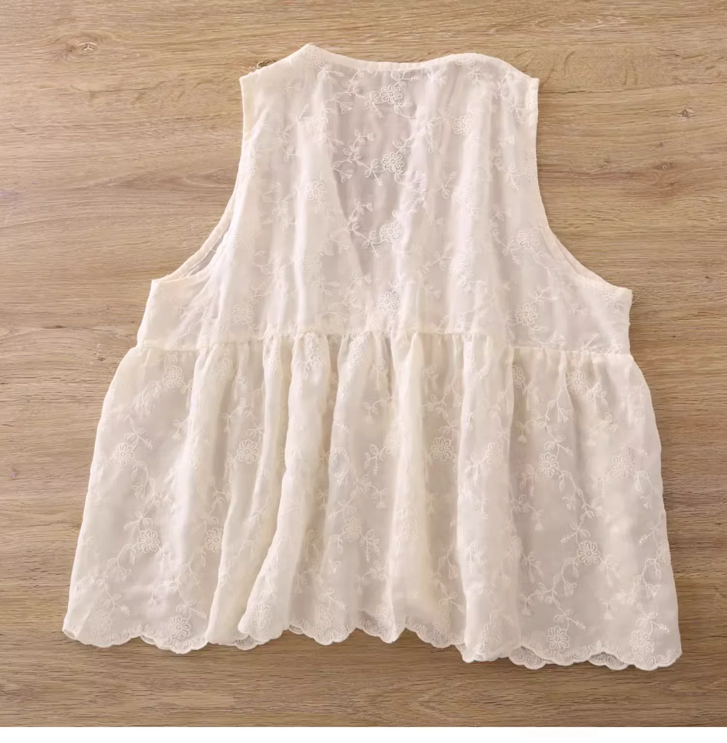 Женский милый жилет с вышивкой куртка без рукавов хлопковый кружевной на