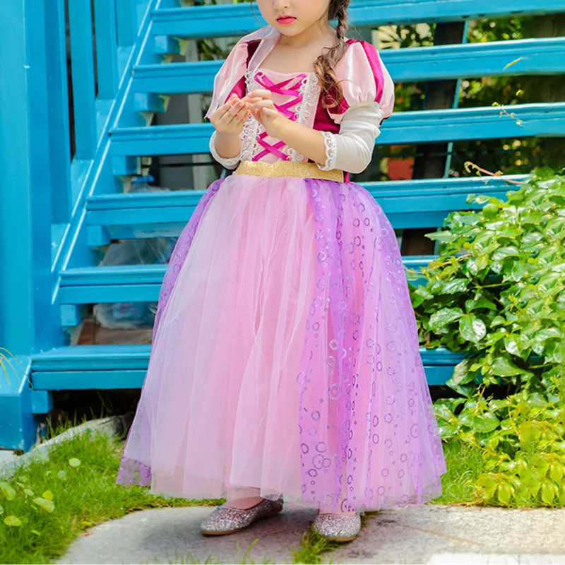 

Праздничная Банкетная одежда, детское фиолетовое платье Рапунцель, платье принцессы Le Pei, костюм для выступления, кружевное платье-пузырь