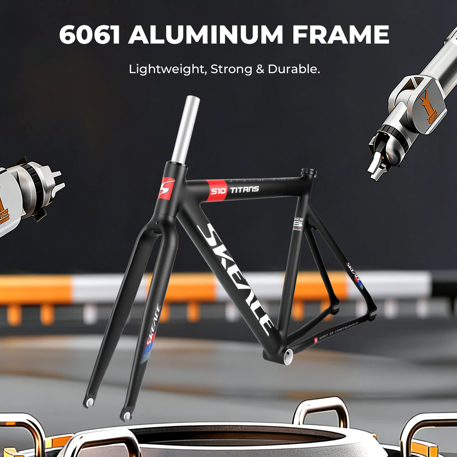 Фото Комплект рамы SKEACE 700C Fixie из алюминия 6061 для трекового велосипеда, BB68, под ободные тормоза, задняя втулка 120 мм, рама для фикс-гир велосипеда, подседельный штырь 27.2 мм №3