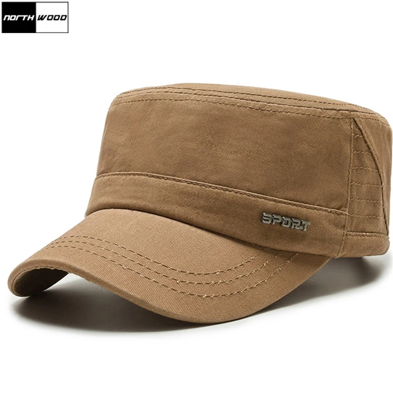 

NORTHWOOD High Quality Men's Military Hats Cotton Adjustable Flat Top Caps Women Solid Outdoor Jungle Baseball Cap Male Summer