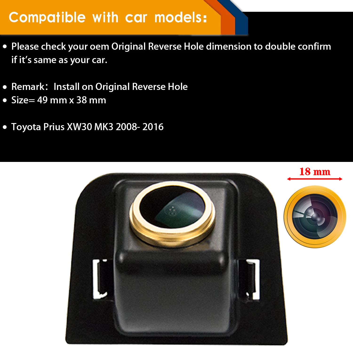 

Камера заднего вида для Toyota Prius XW30 MK3 2009 ~ 2015, HD 1280*720p