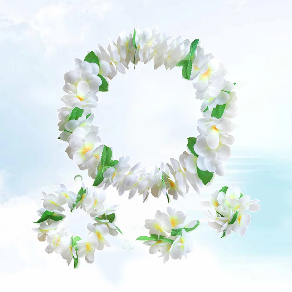 

Flower Party Hawaiian Luau Lei Tropical Leis Headband Necklace Beach Bracelets Favors Headpiece Supplies Wristbands Hula Garland