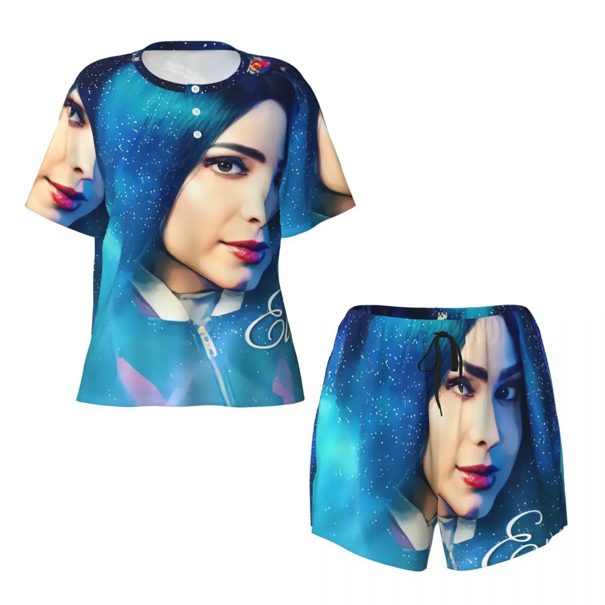 Пижамный комплект голубой принцессы Evie с принтом на заказ женская одежда для сна