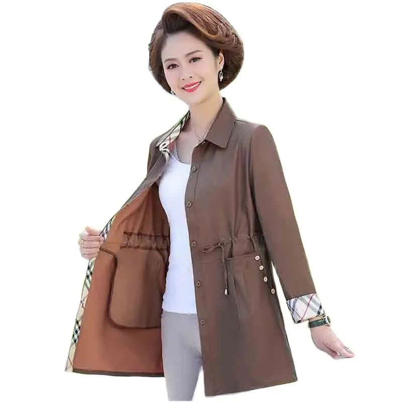 

Middle-aged Mother Autumn Thin Coat 2023 New Fashion Casual Coat Ladies Spring And Autumn Long Temperament Windbreaker Female