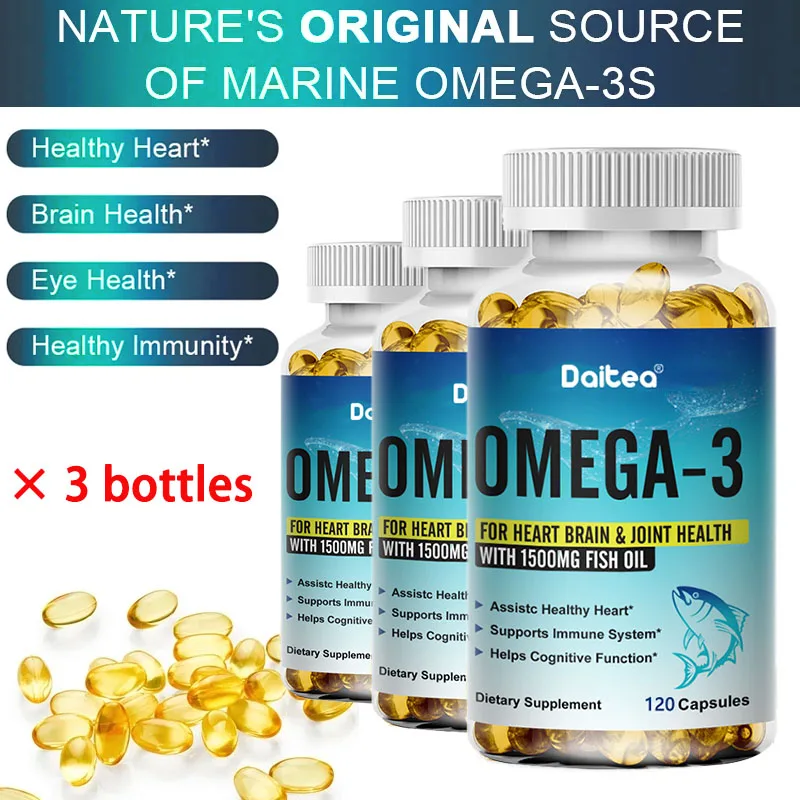

Omega 3 Fish Oil Capsules - Helps Support Your Brain, Heart, Immune System, Bone & Joint Health, Relieves Joint Pain