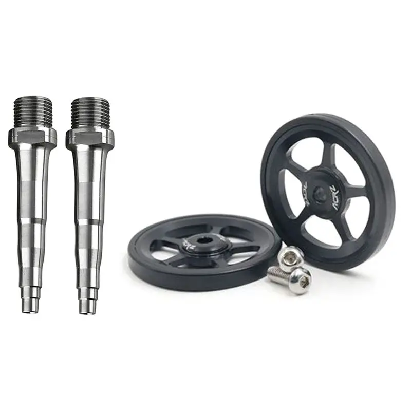 

7075 Alloy 1Pair Super Lightweight Easywheel Black With 2Pcs Bicycle Titanium Pedal Spindles