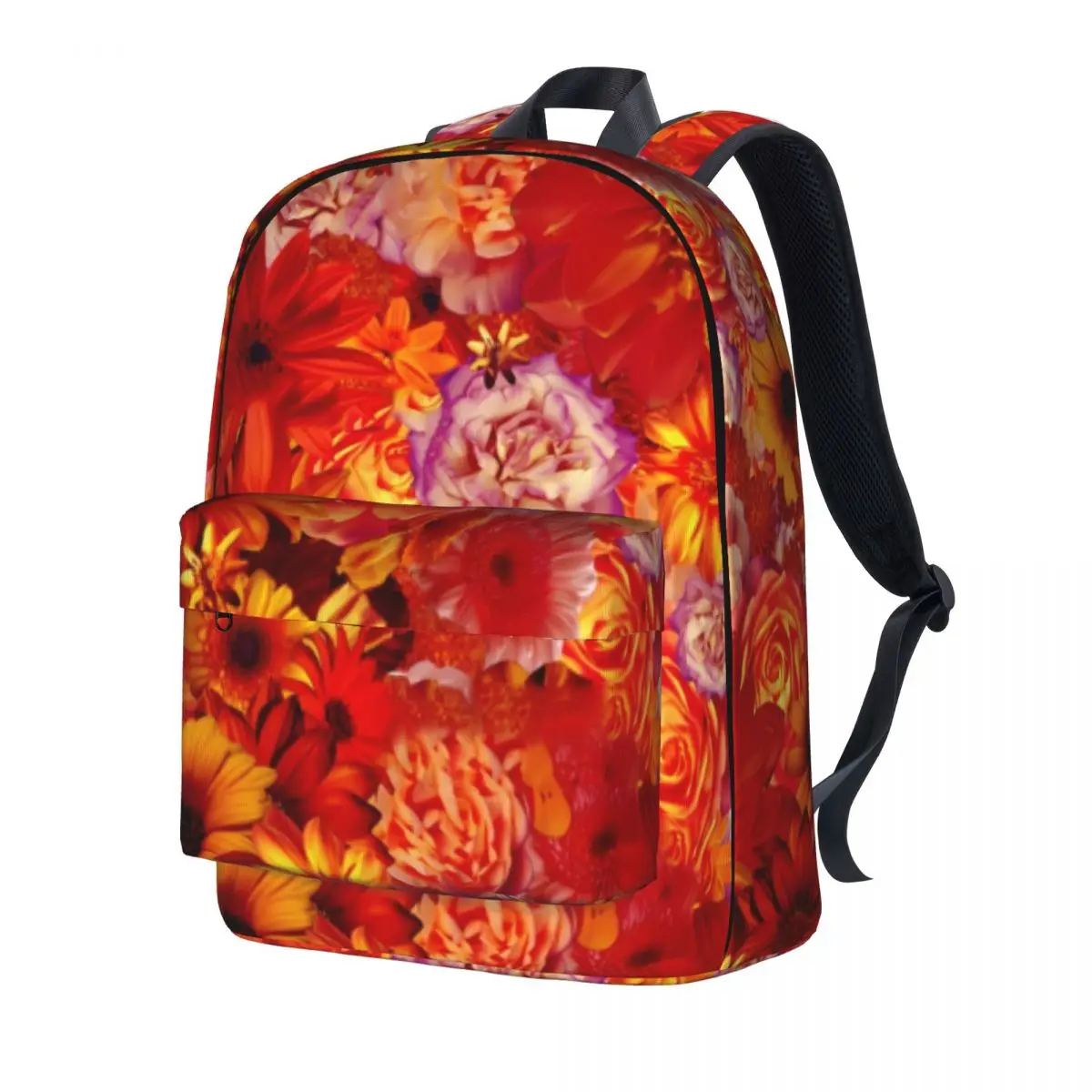 

Bright Floral Backpack Red Daisies Cute Backpacks Unisex Hiking Print High School Bags Custom Rucksack