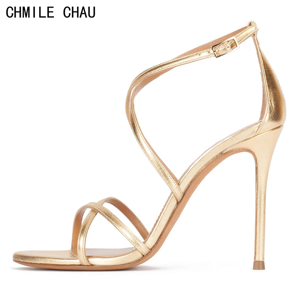 CHMILE CHAU Women's Luxury Sandals Summer Open Toe Stiletto Sandal Concise High Heels Pumps Ankle Straps Designer Shoe 78-CHC-26
