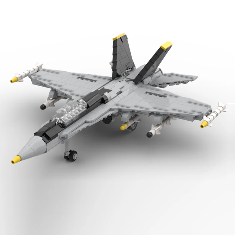 Фото F-18 шершень, современный военный истребитель, модель MOC, строительные кирпичи, военное оборудование, модульный подарок, праздник, сборка, детский игрушечный костюм №2