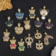 Juya Handmade Cz Decoration 18K Real Gold Plated Elephant Parrot Panda Bear Charms For DIY Women's Luxury Pendant Jewelry Making