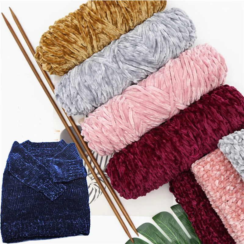 

1pc Chenille Yarn Velvet Yarn Texturized Polyester Blended Cotton Yarn for Knitting Yarn Thick Yarn