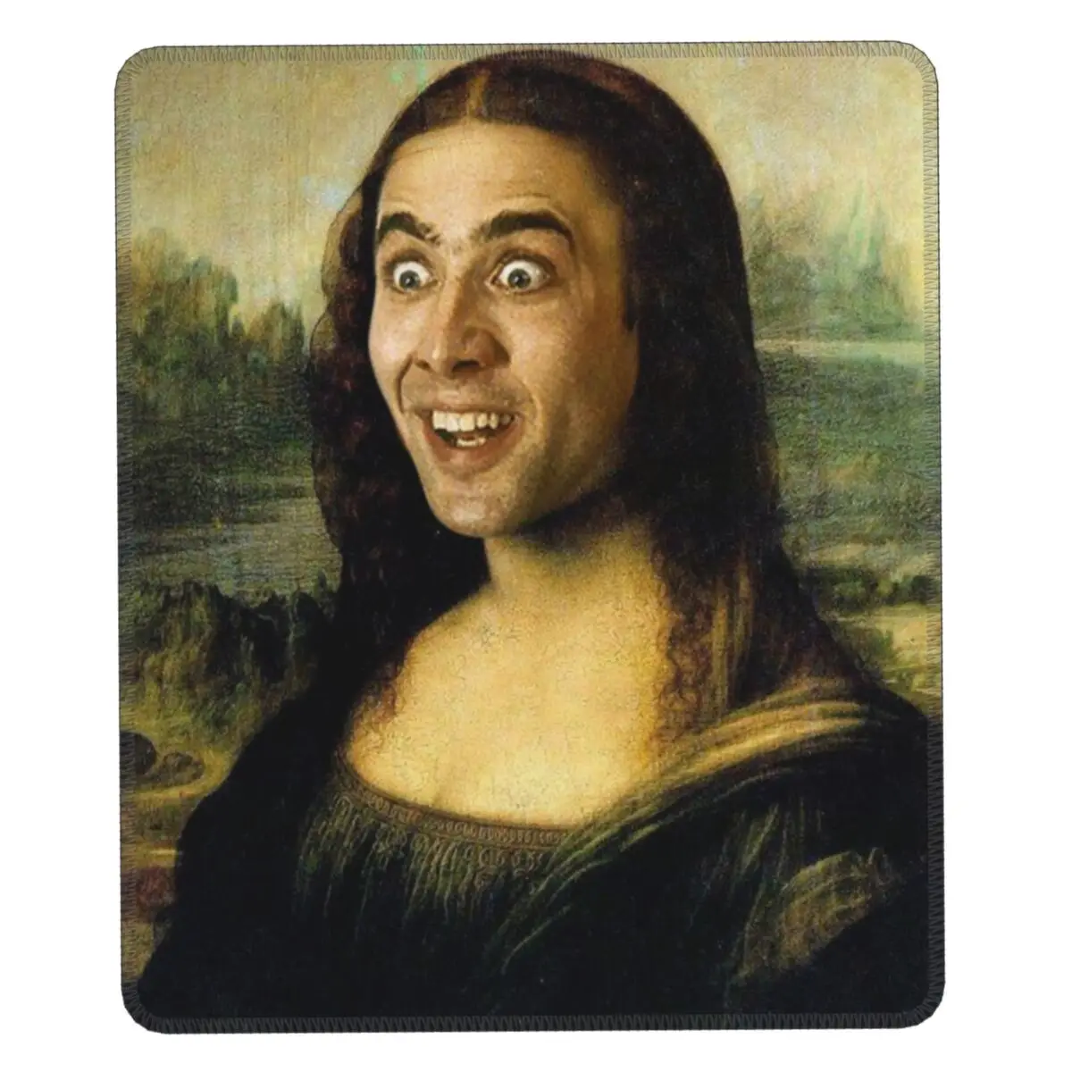 Коврик для мыши с забавным мемом Николаса Кейджа Моны Лизы водонепроницаемый