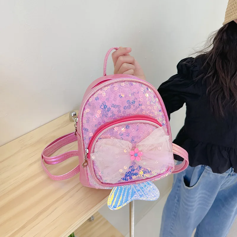 Детский рюкзак из ПУ кожи в стиле Харадзюку, Корейская версия, модная индивидуальная трендовая маленькая свежая школьная сумка с бантом и б...