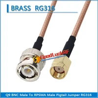 1x pcs dual q9 bnc male to rp sma rp sma rpsma male plug pigtail jumper rg316 extend cable rf connector low loss