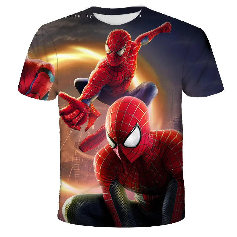 

New spider-man printed unisex T-shirt for boys Avengers cartoon clothes for 4 6 8 10 years old children birthday clothes