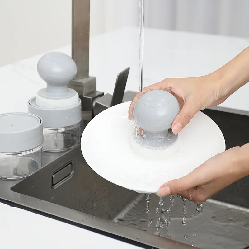 

Kitchen Dishwashing Brush Pot Cleaning Brush Creative Automatic Liquid Can Be Sprayed Pot Brush Automatic Liquid Detergent Press
