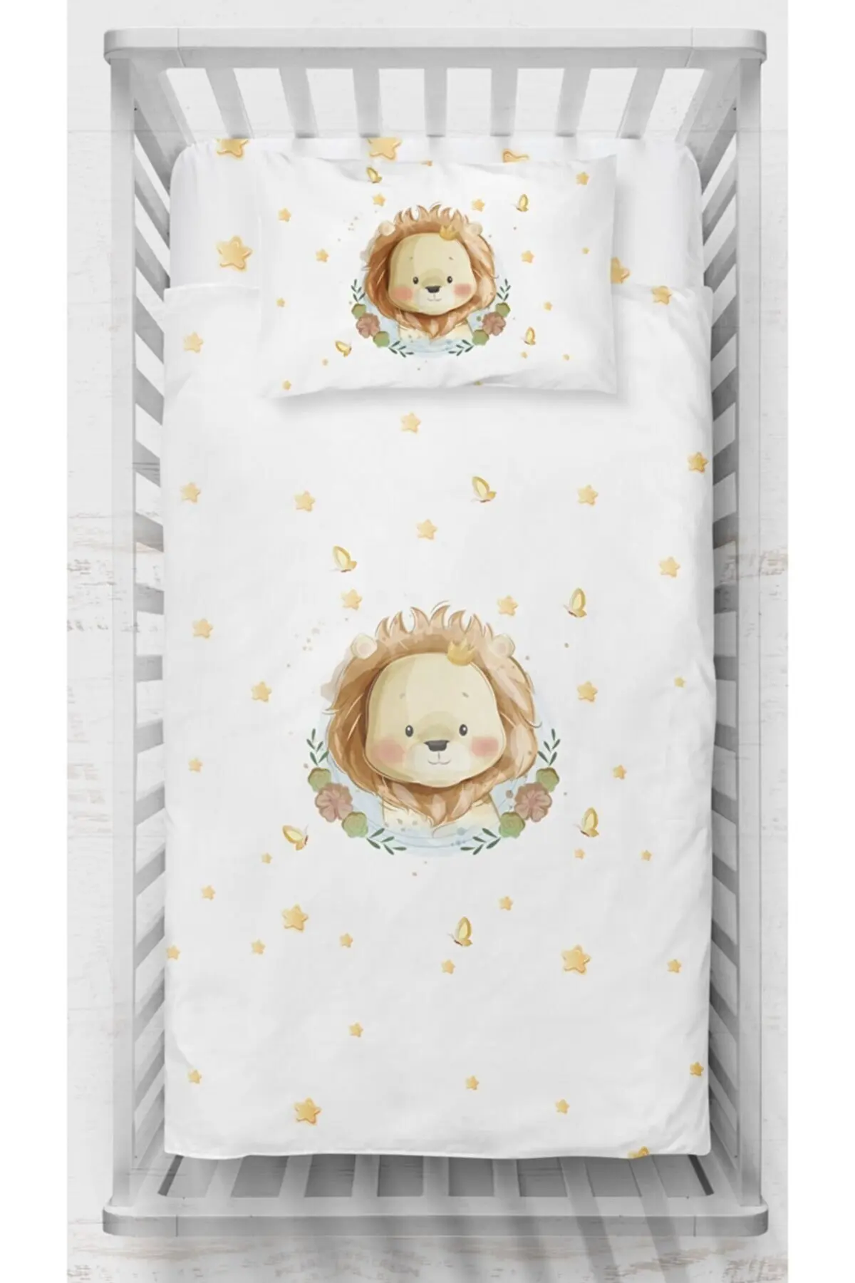

3Pcs/Set Satin Baby Bedding Set Cartoon Animal Print Baby Crib Bed For Newborns Infant Bedding Set 100% Soft Comfortable Lion