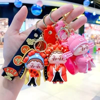 cartoon chinese style sichuan peking opera keychain cute doll keyring fashion couple bag ornament key chain car pendant gift