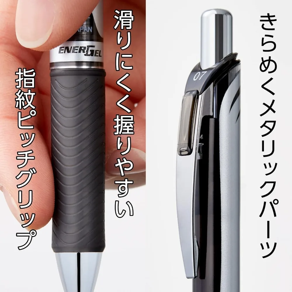 Фото Упаковка из 3-х гелевых ручек Pentel ENERGEL BLN77 0,3 0,5 0,7 1,0 мм Быстросохнущая шариковая ручка с нейтральными гелевыми чернилами для подписи Гладкое письмо №4