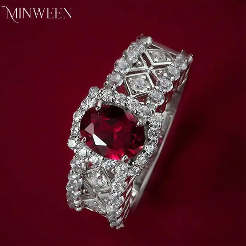 

Женское кольцо из серебра 925 пробы, с овальным Рубином карата, 6 х8 мм