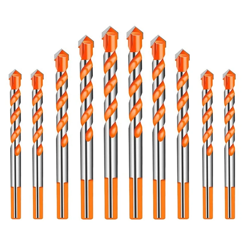 

Tile Drill Bit Set 10 Pcs Flow Drill Bit Triangle Drill Bit Triangle Alloy Hole Saw Twist Drill Bit 6/8/10/12 Mm