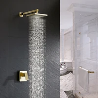 bathroom shower faucet set brushed gold in wall rainfall shower faucet wall or ceiling wall mounted shower mixer 8%e2%80%9c %e2%80%9dshower head