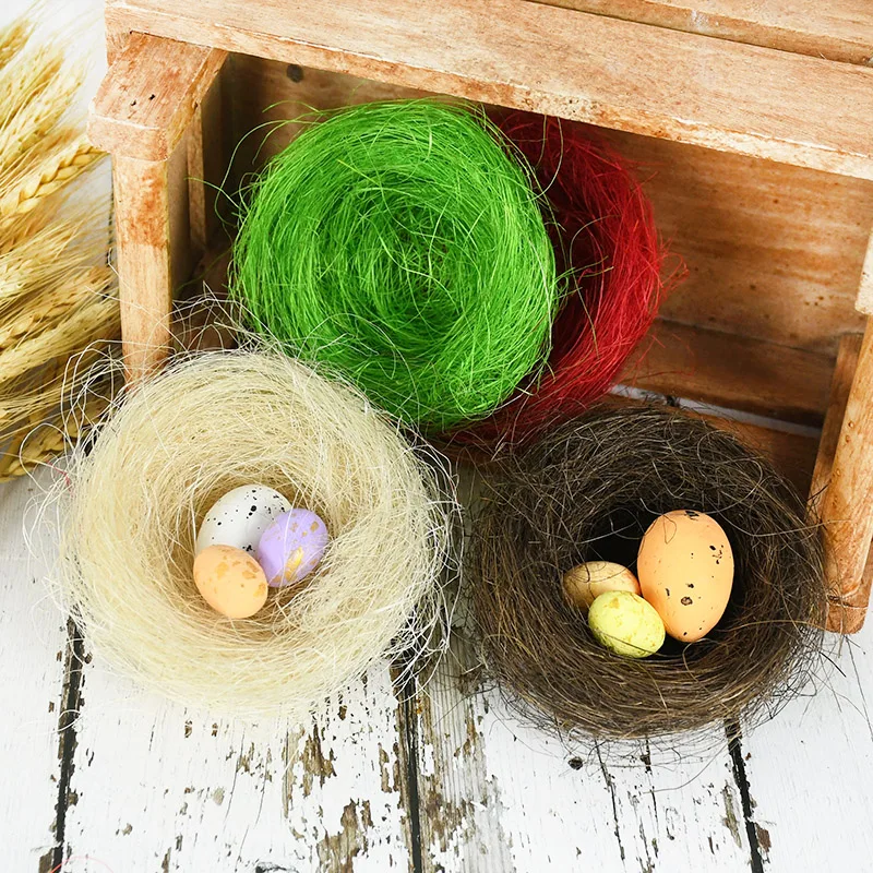 

10-12cm Nature Hemp Weaving Bird Nest Easter Decoration Prop Artificial Birds Nest Easter Party Home Garden DIY Decorations