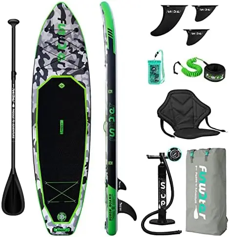 

Inflatable Stand Up Paddle Board Ultra-Light Inflatable Paddleboard with ISUP Accessories,Fins,Kayak Seat,Adjustable Paddle, ,Ba