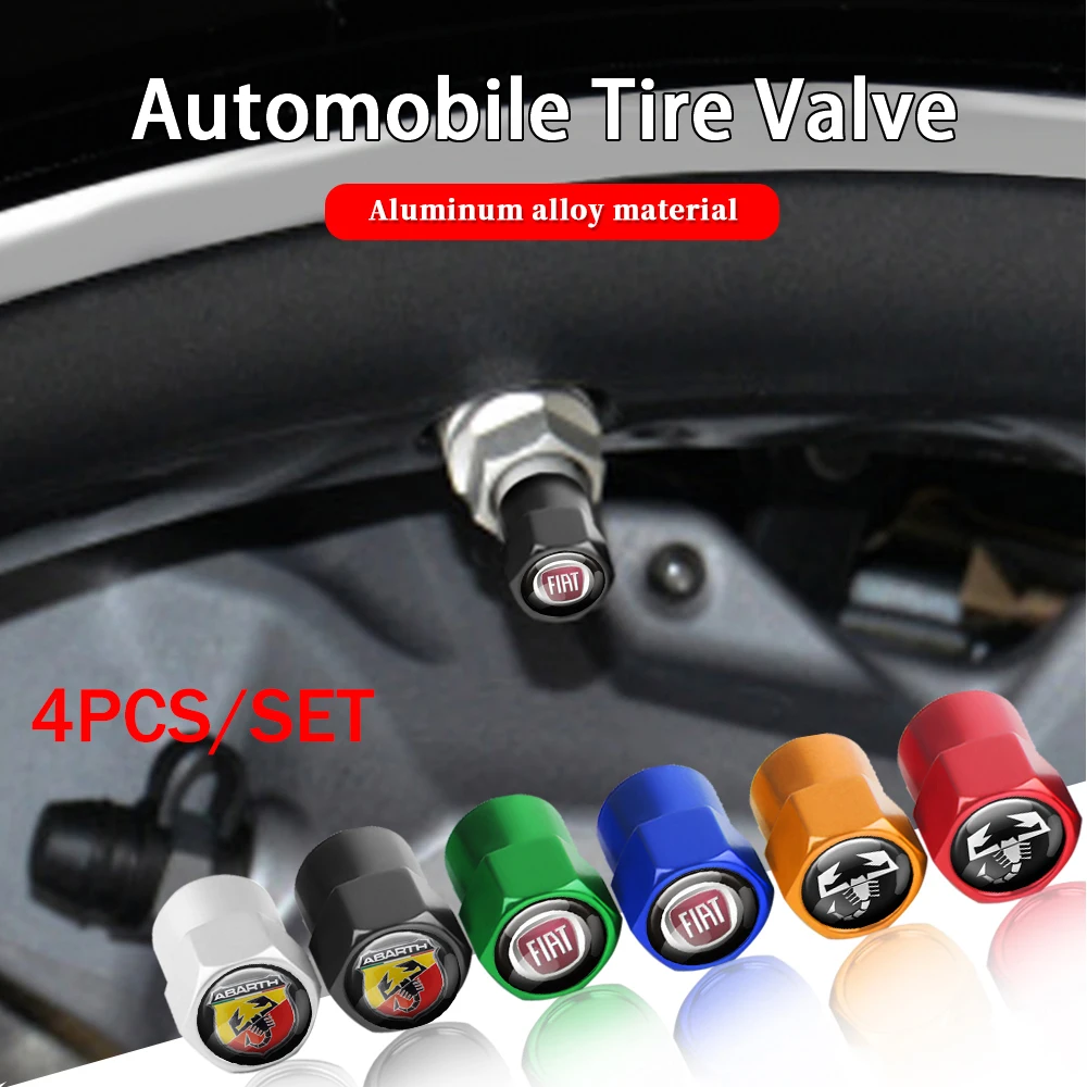 

4pcs Car-Styling Wheel Tire Valve Caps Tyre Valve Stem Cover For Fiat 500 Punto Doblo Abarth Pondo Stilo Ducato Palio Bravo Tipo