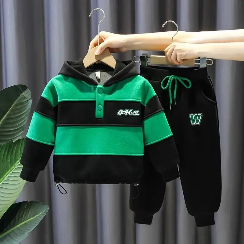 

Boys Clothes Sets Spring Autumn Children Casual Velvet Coats Pants 2pcs Tracksuits For Baby 2 To 7 Years Kids Sports Suit Outfit