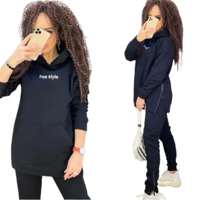 Winter Two Pieces Tracksuit Women's Warm Oversized Sweatshirt Hoodies Chandal Ropa De Mujer Sports Jogging Suits Female Sets