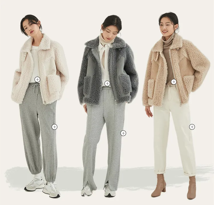 2023 New Solid Color Sheep Shearling Fur Short Coats Female Lady Women Composite Fur Wool Jackets Lambswool Warm Outwear Winter enlarge