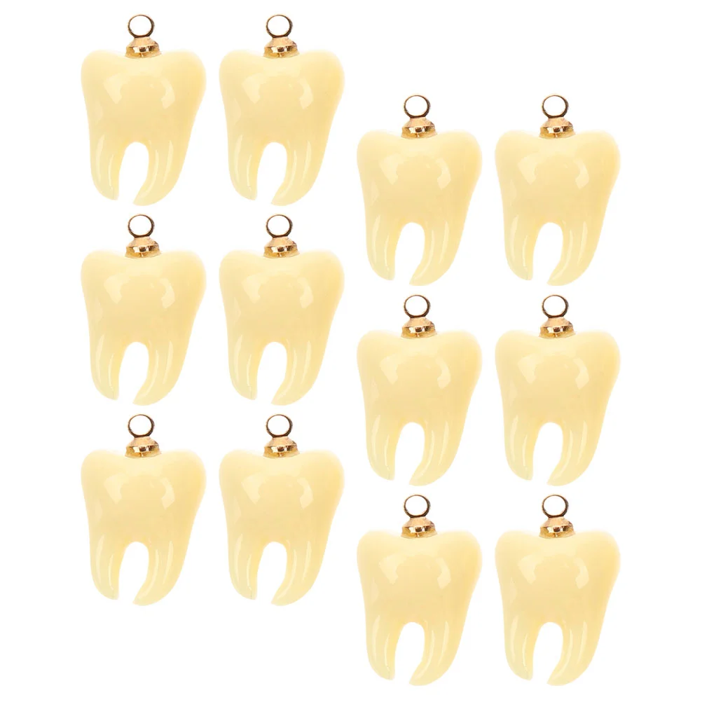 

12 Pcs Hair Snap Clips Keychain Charms Necklace Making Hairpin Tooth Resin Pendants Fake Ornaments DIY Small Teeth Jewelry