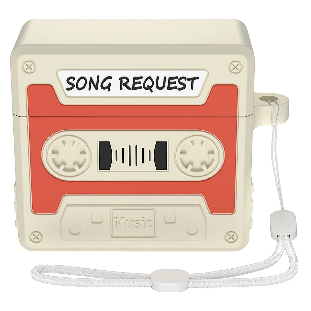 Жидкий силиконовый чехол для наушников с ремешком AirPods 4 портативный кассетной