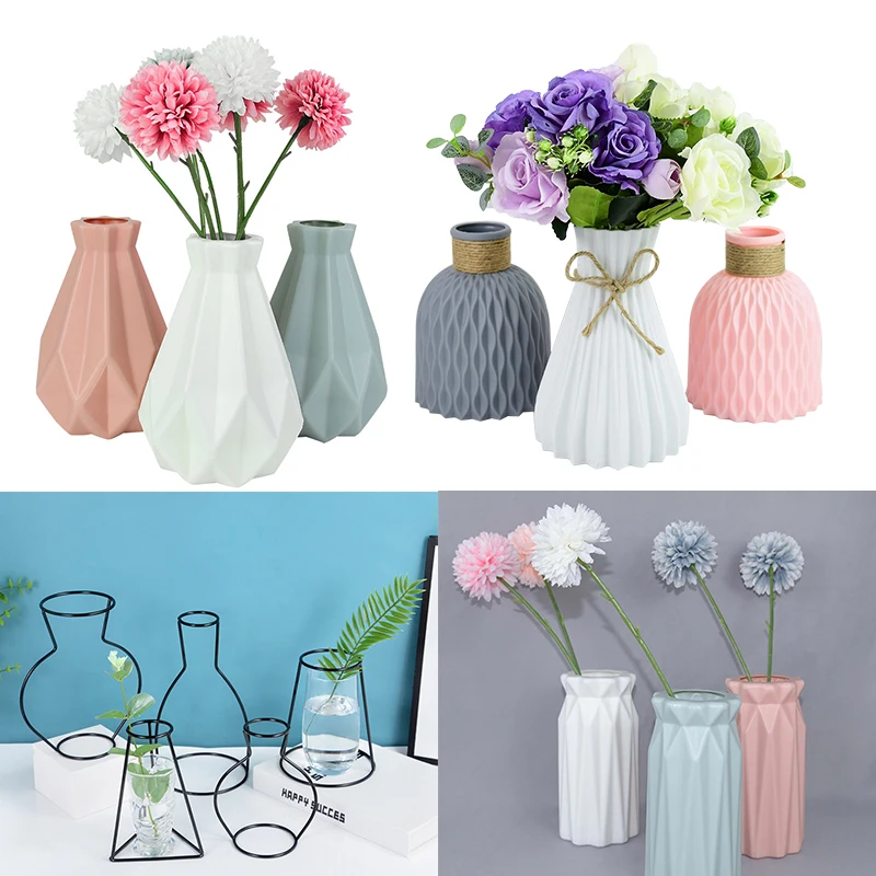 

Nordic Iron Wire/Plastic Imitation Ceramic Vase Decoration Home Living Room Desktop Decoration Flower Pot Flower Arrangement